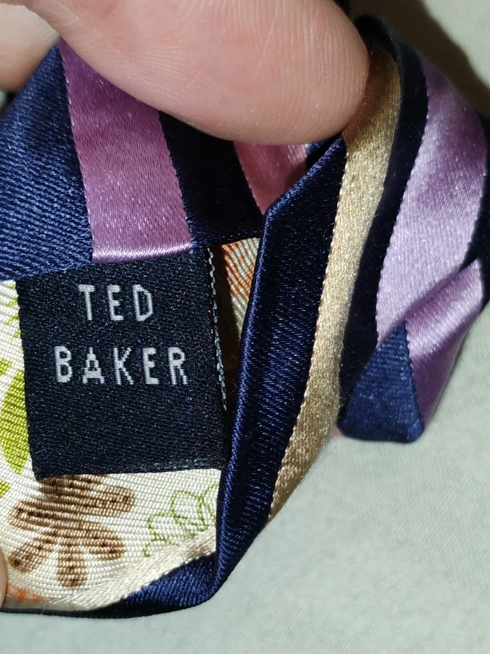 Ted Baker Striped Silk Tie in Navy and Pink